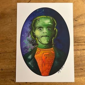 Frankenstein art print by Holly Macabre from Hell Kitten RVA 5x7